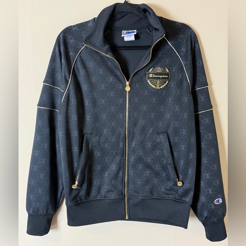 Champion Mens World Class Jacket In Black/gold Size Small